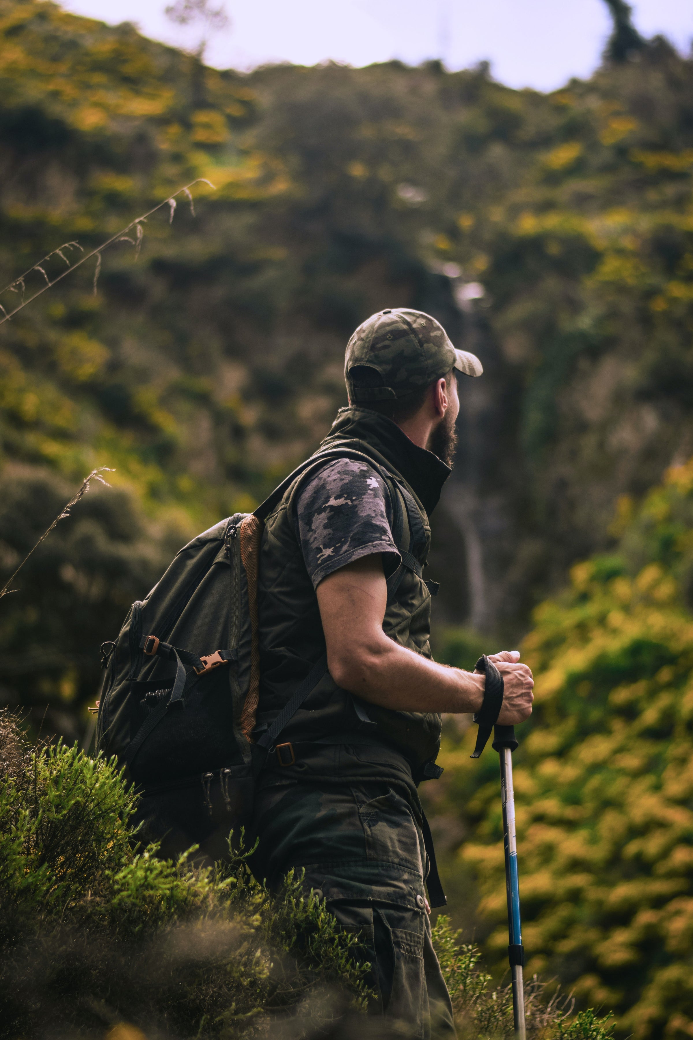 survival hiking man